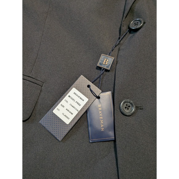 NWT Braveman Men's Dark Gray Classic Fit Double Vent Sports Coat Size 46R - Picture 3 of 10